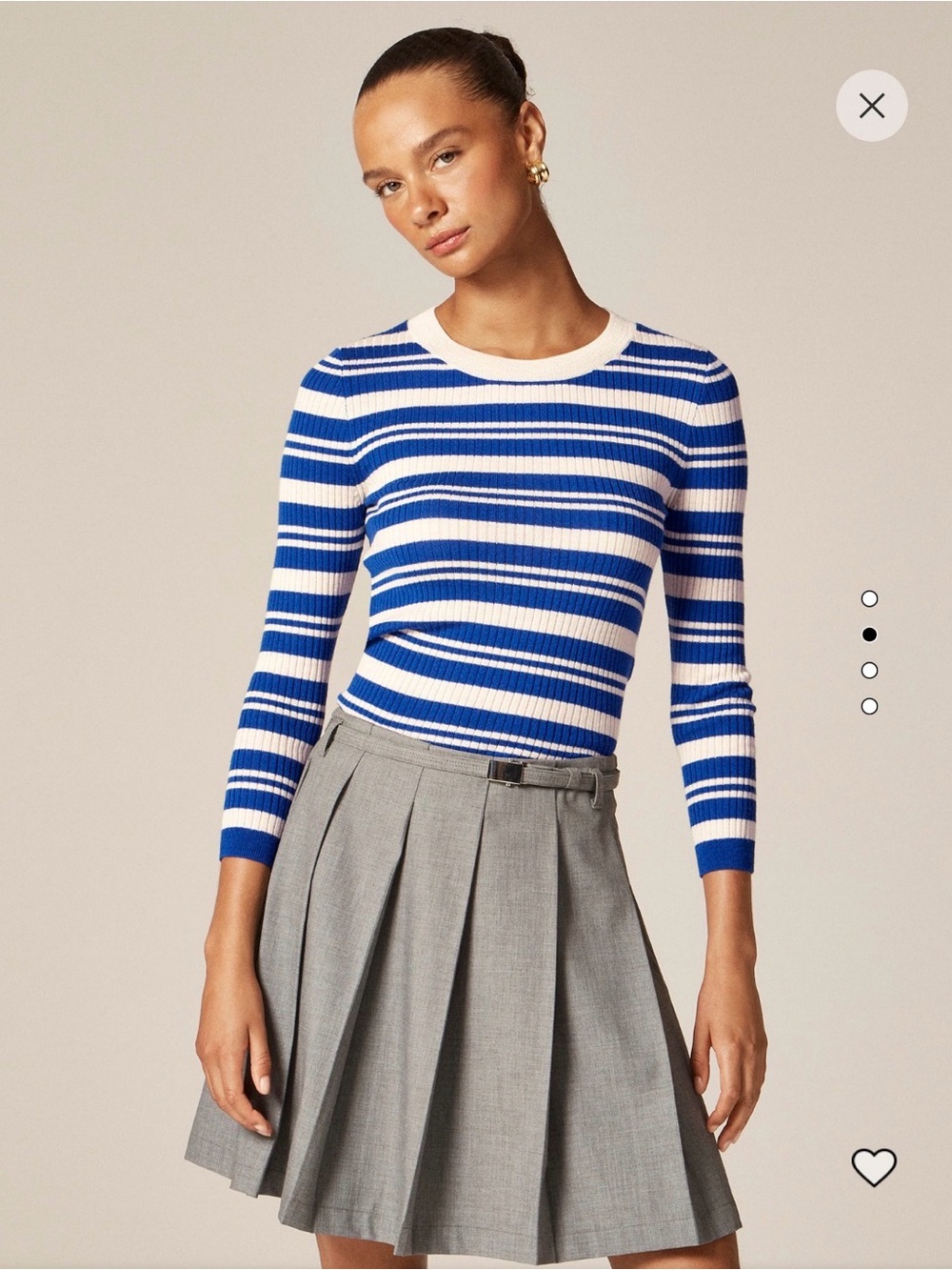 NWT J Crew Retail Carolyn 3/4 Sleeve Sweater in Striped Merino Wool. Size Large